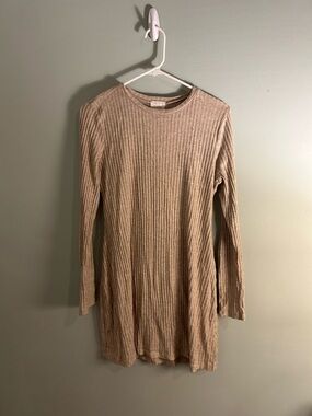 Harper Ribbed Tunic Top - Beige